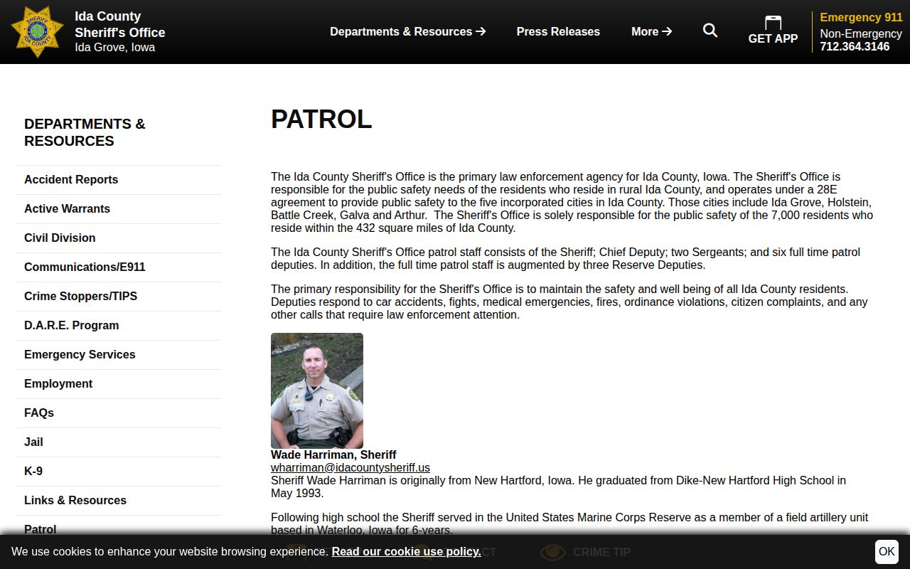 Ida County Sheriff patrol record for Battle Creek arrests