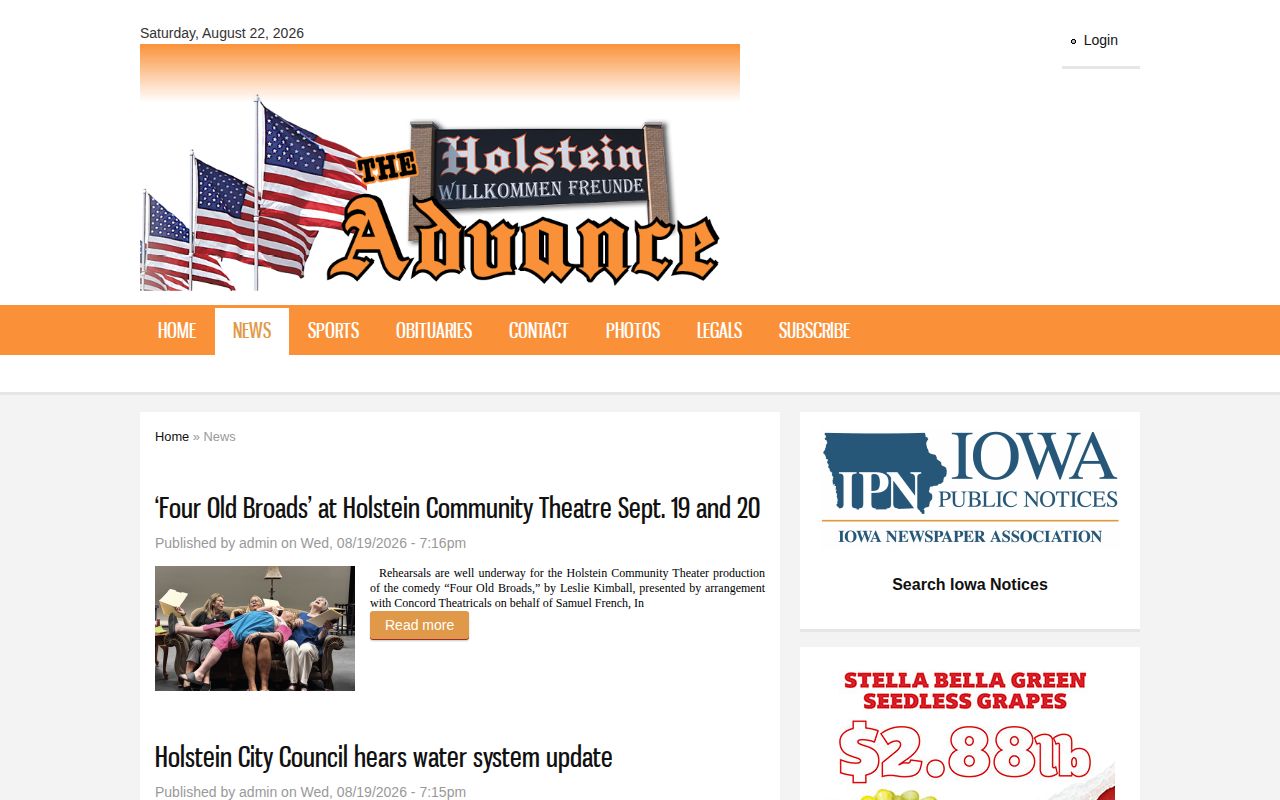 Ida County arrest news Holstein Advance local news landing