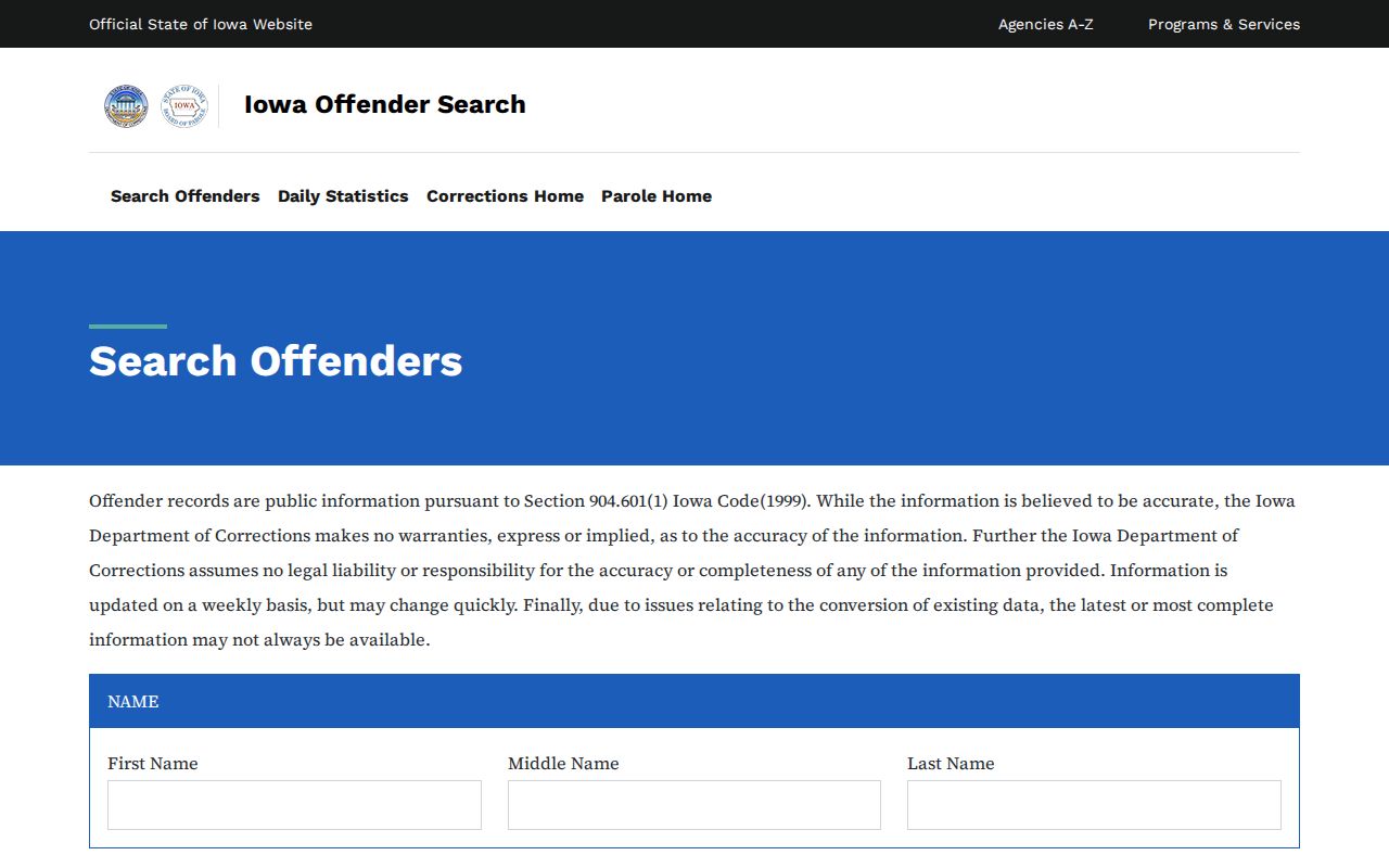 Iowa DOC offender photo and records search used for Ida County cases